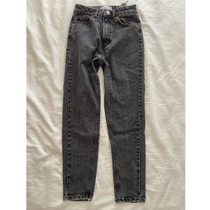 Zara women washed grey jeans high rise straight